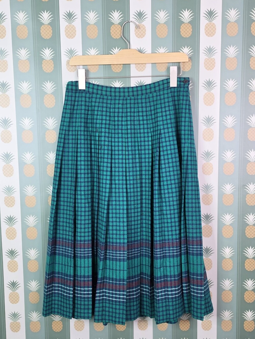 Vintage Pendleton Classic Green Plaid Pleated Skirt